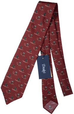Drake's - Red Silk Tie w/Ski Print