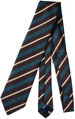 Drake's - Brown & Teal Repp Stripe Tie