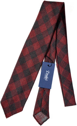 Drake's - Red & Gray Plaid Wool Tie