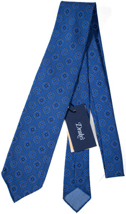 Drake's - Blue Silk Tie w/Ancient Madder Print