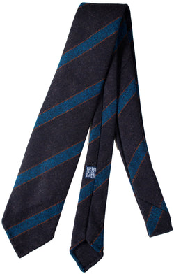 Drake's - Dark Brown Wool Knit Tie w/Repp Stripe