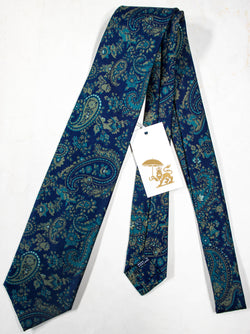 Drake's for the Armoury - Dark Blue Silk Tie w/Ancient Madder Print