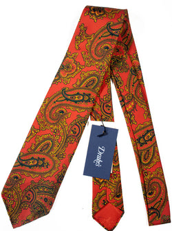 Drake's - Orange Silk Tie w/Paisley Print