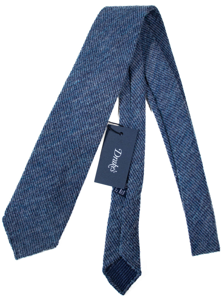 Drake's - Slate Blue Wool Tweed Tie