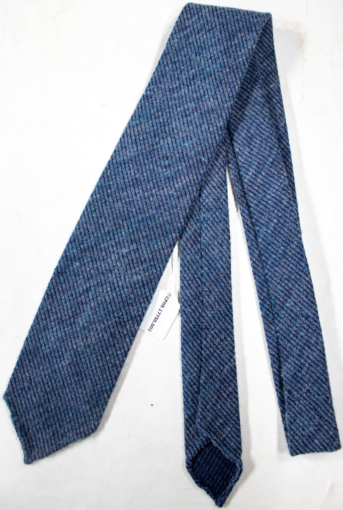 Drake's - Slate Blue Wool Tweed Tie