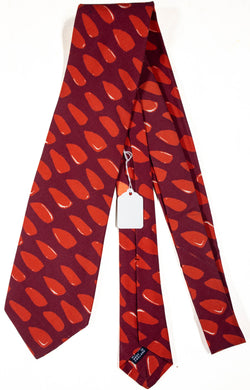 Drake's - Dark Red Silk Tie w/Rain Drop Print