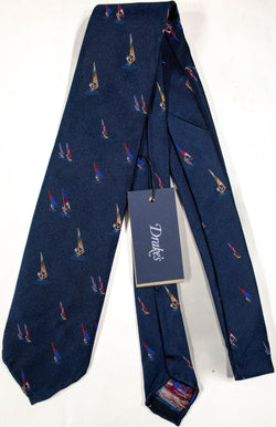 Drake's - Navy Silk Tie w/Windsurfing Pattern
