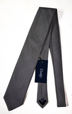 Drake's - Silk Tie w/Black & White Prince of Wales Pattern