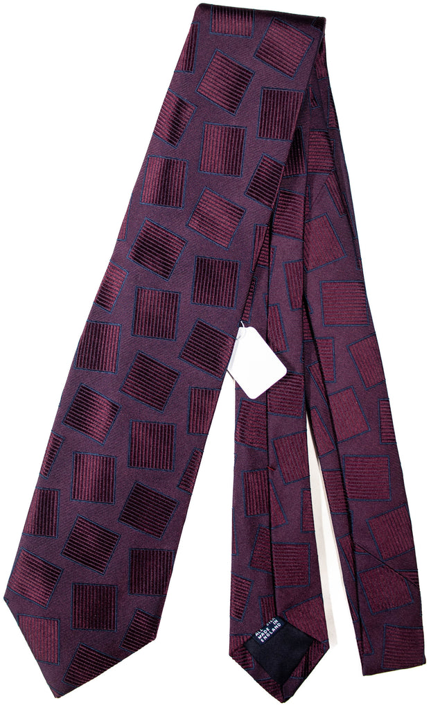 Drake's - Purple Silk Tie w/Square Pattern