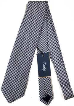 Drake's - Navy & Off-White Houndstooth Tie