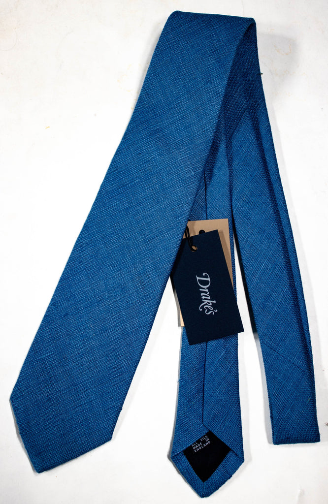 Drake's - Light Blue Raw Silk Tie
