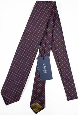 Drake's - Purple Silk Tie w/Square Pattern