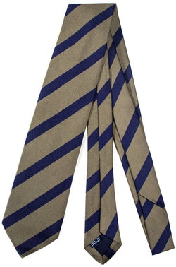 Drake's - Taupe & Dark Blue Repp Stripe Tie