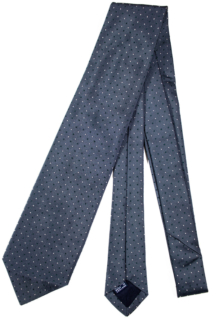 Drake's - Gray Silk Tie w/Dot Pattern