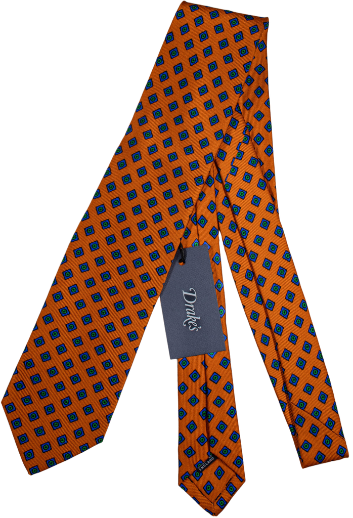 Drake's - Orange Silk Tie w/Diamond Pattern
