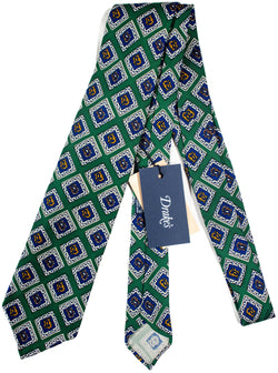 Drake's - Green Silk Tie w/Blue & White Madder Print