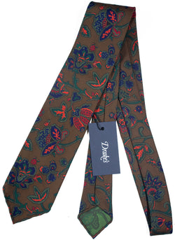 Drake's - Brown Silk Tie w/Floral Print (FS - IMPERFECT)