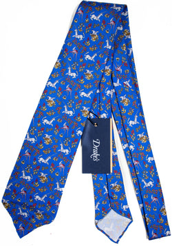 Drake's - Light Blue Silk Tie w/Fantasy Animal Print