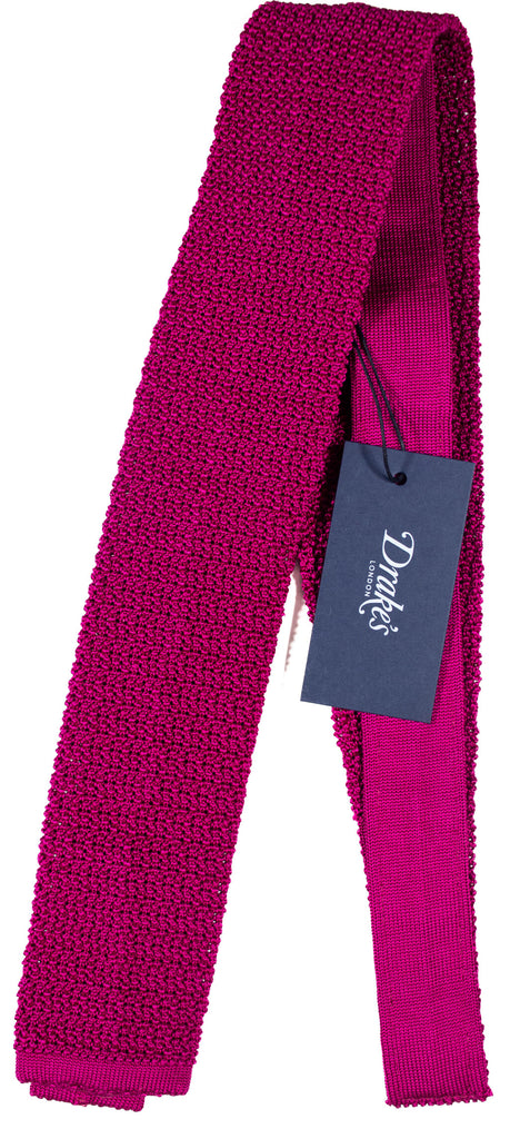 Drake's - Fuchsia Knit Silk Tie