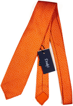 Drake's - Tangerine Silk Tie w/Rice Pattern