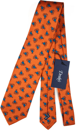 Drake's - Orange Silk Tie w/Pineapple Print