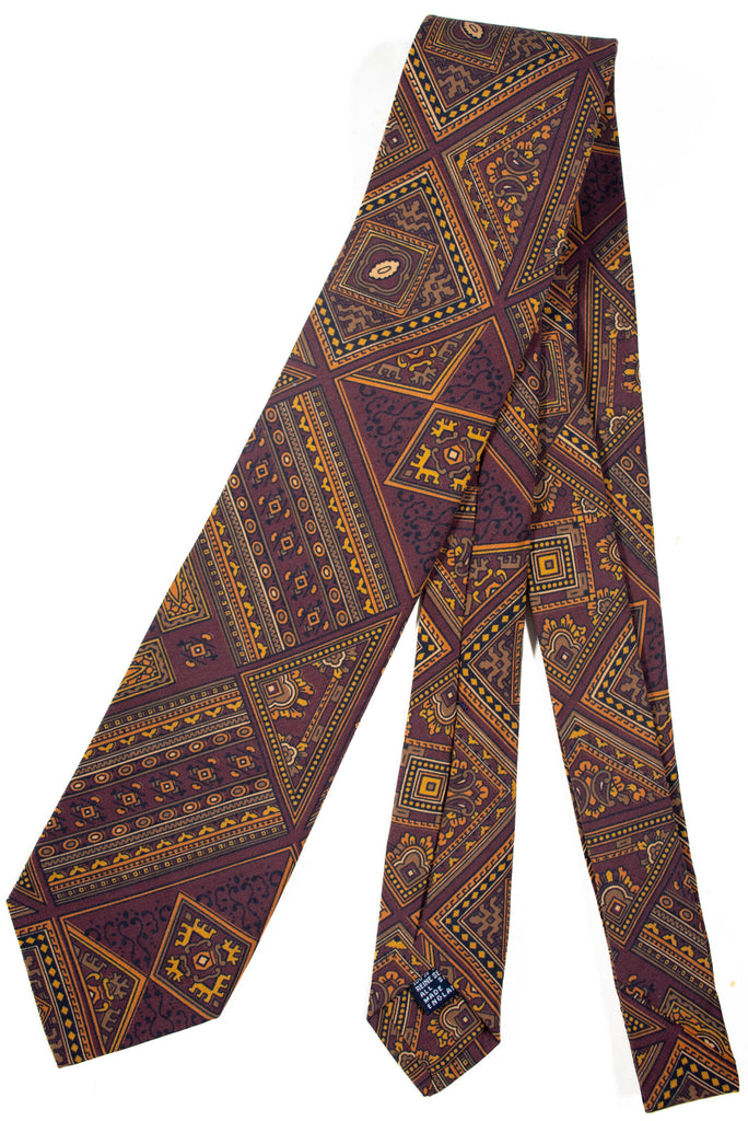 Drake's - Mauve Silk Tie w/Enlarged Madder Print