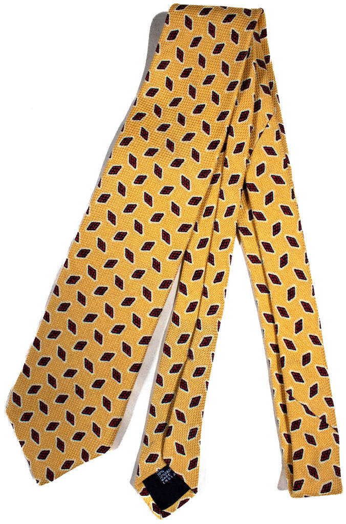 Drake's - Yellow Wool/Silk/Cashmere Tie w/Diamond Print