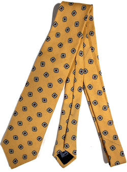 Drake's - Yellow Wool/Silk/Cashmere Tie w/Flower Print