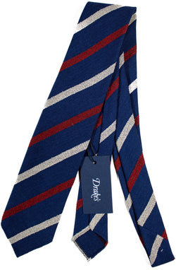 Drake's - Dark Blue Tie w/Stripe Pattern