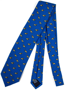 Drake's - Blue Wool Tie w/Basset Hound Print