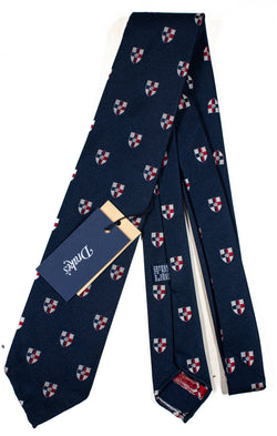 Drake's - Navy Grosgrain Silk Tie w/Crest Design