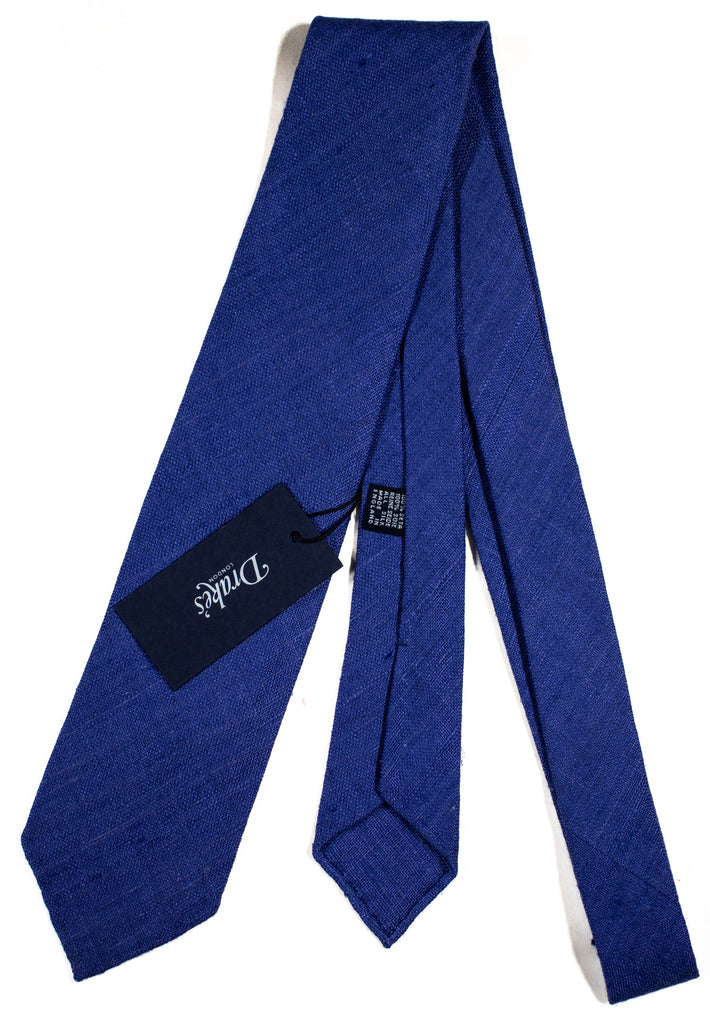 Drake's - Blue Basketweave Raw Silk Tie