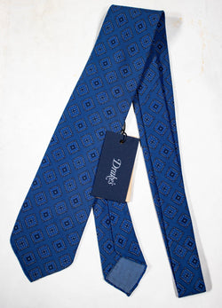 Drake's - Blue Silk Tie w/Diamond Print