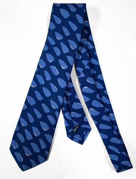 Drake's - Blue Silk Tie w/Rain Drop Print
