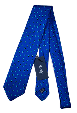 Drake's - Blue Silk Tie w/Light Blue Ladybug Print