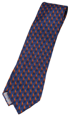 Drake's – Dark Blue Silk Tie w/Giraffe Print