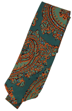 Drake's – Emerald Green Silk Tie w/Exploded Paisley Print