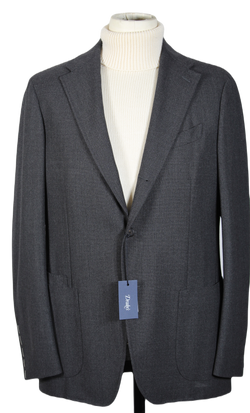 Drake's – Charcoal Wool Hopsack Unstructured Blazer