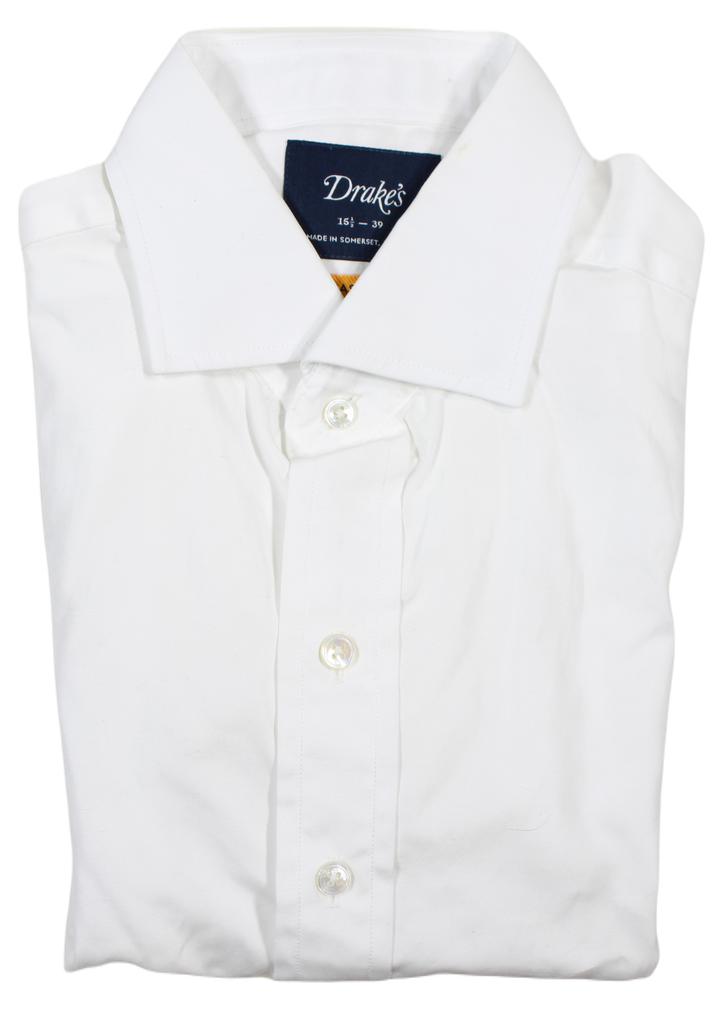 Drake's – White Cotton Easyday Dress Shirt