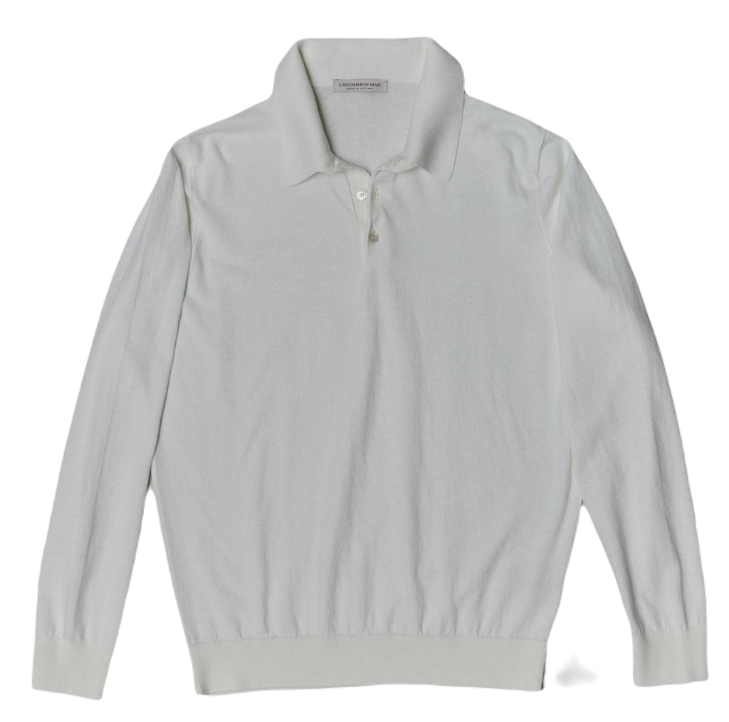 Uncommon Man – White Lightweight Knit Polo Sweater