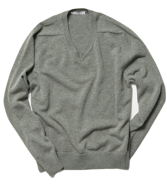 Uncommon Man – Sage Super Geelong Wool V-Neck Sweater
