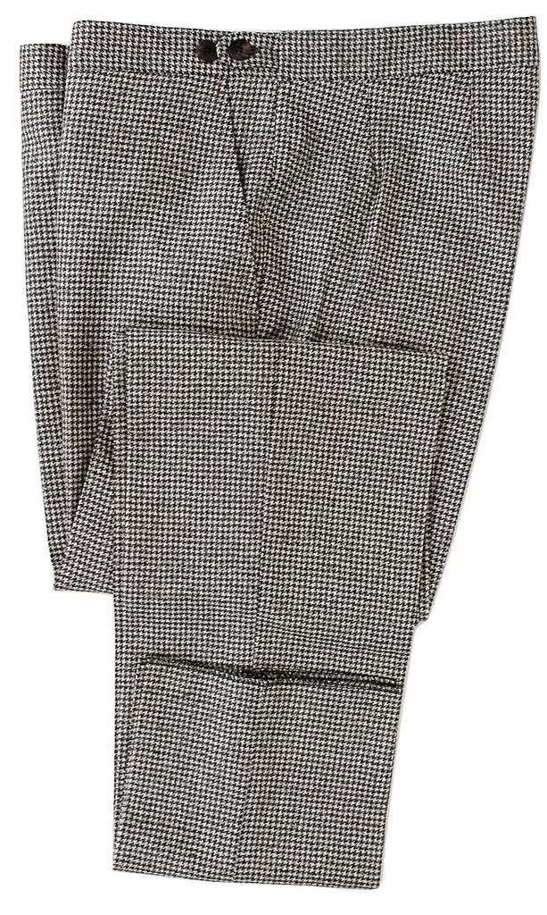 Equipage - Gray Houndstooth Wool Flannel Pants - PEURIST