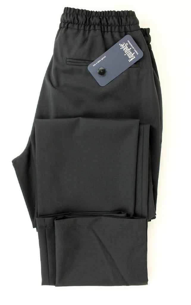 Equipage - Black Lightweight Wool Drawstring Pants - PEURIST