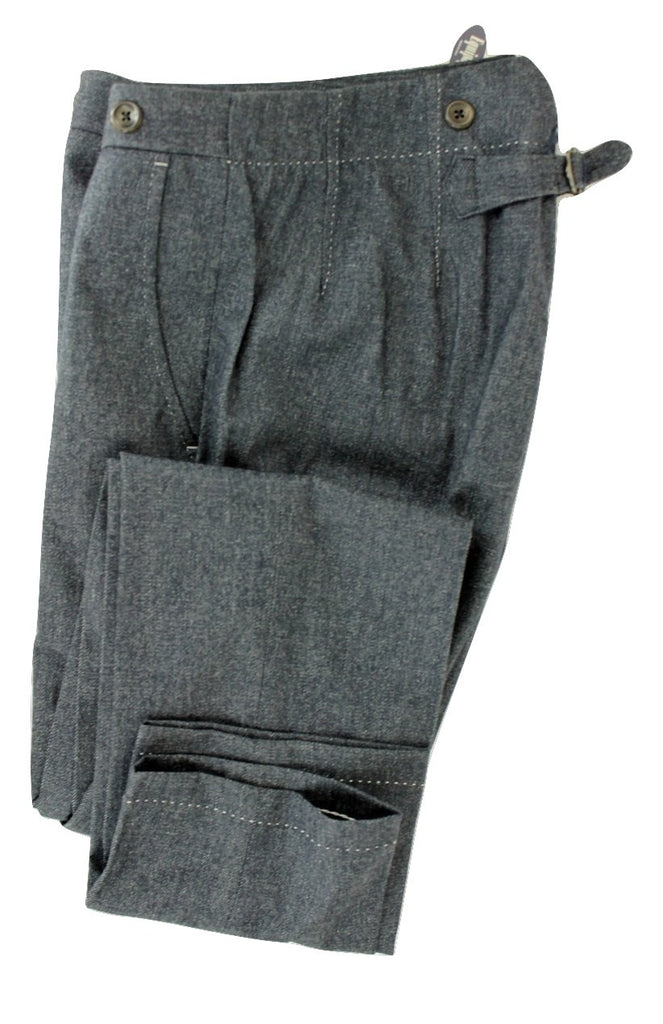 Equipage - Dark Blue Wool Flannel Pants w/Rear Adjuster - PEURIST