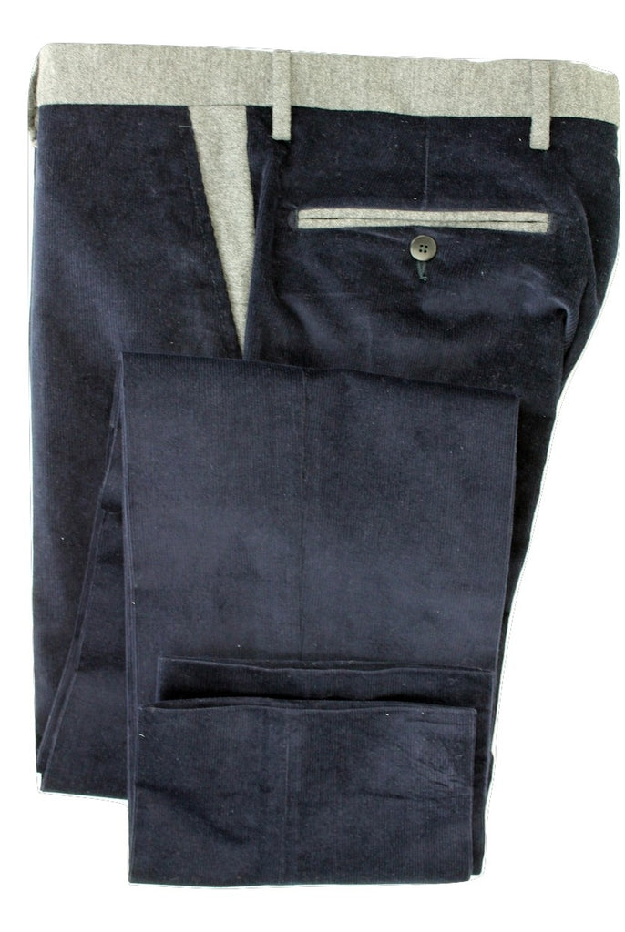 Equipage - Navy Cotton/Cashmere Corduroys w/Gray Contrast - PEURIST