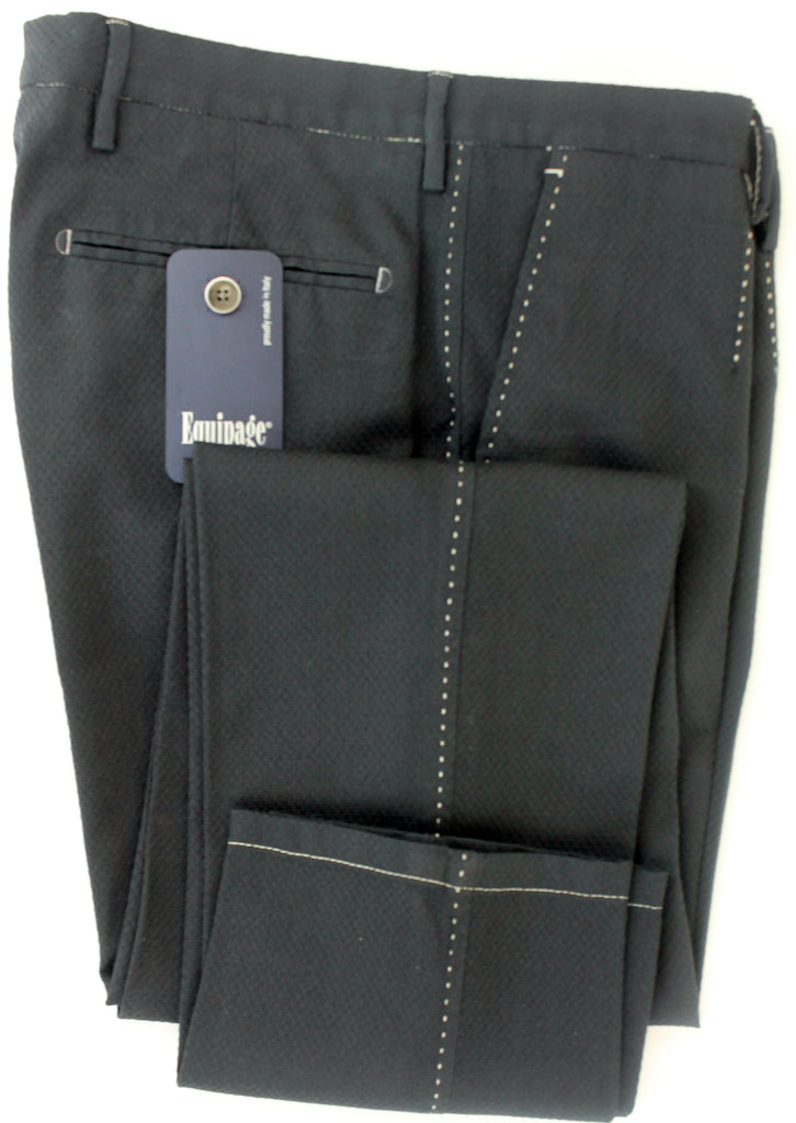 Equipage - Dark Gray Textured Wool Crepe Pants - PEURIST