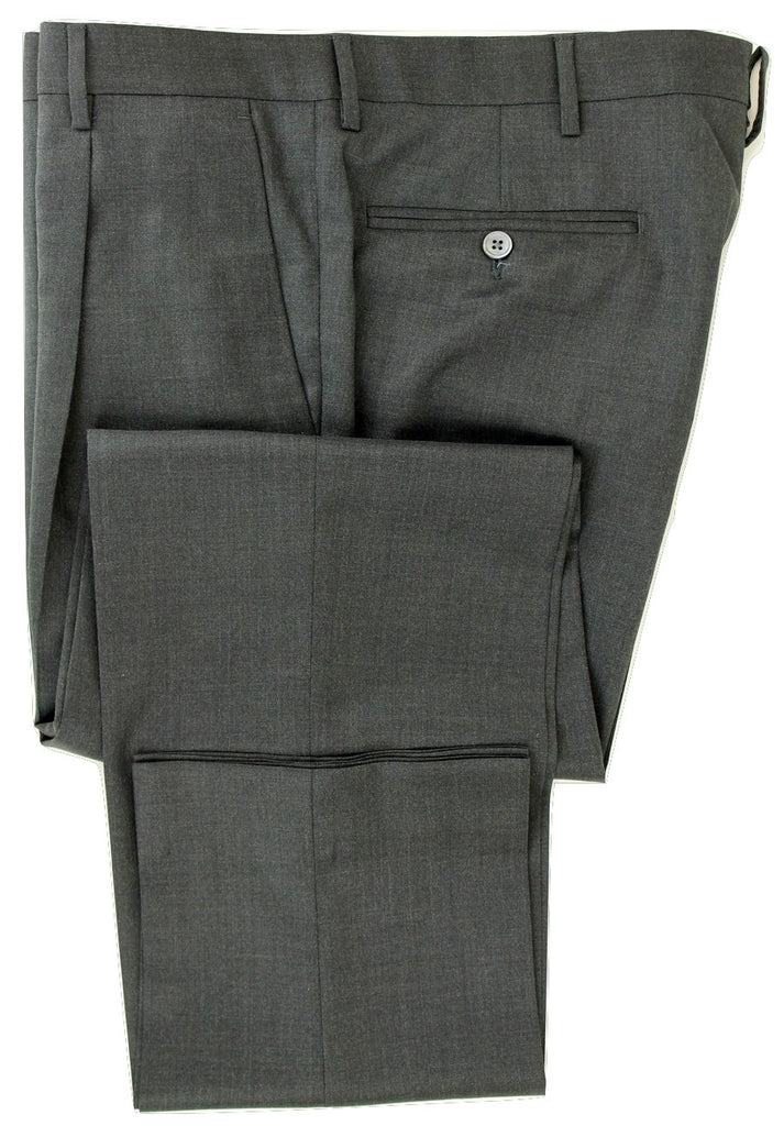 Equipage - Charcoal Wool Flannel Pants, Single Pleat - PEURIST