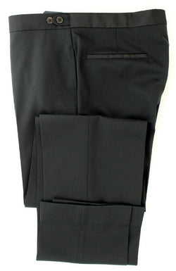 Equipage - Black Wool Blend Tuexdo-Style Pants - PEURIST