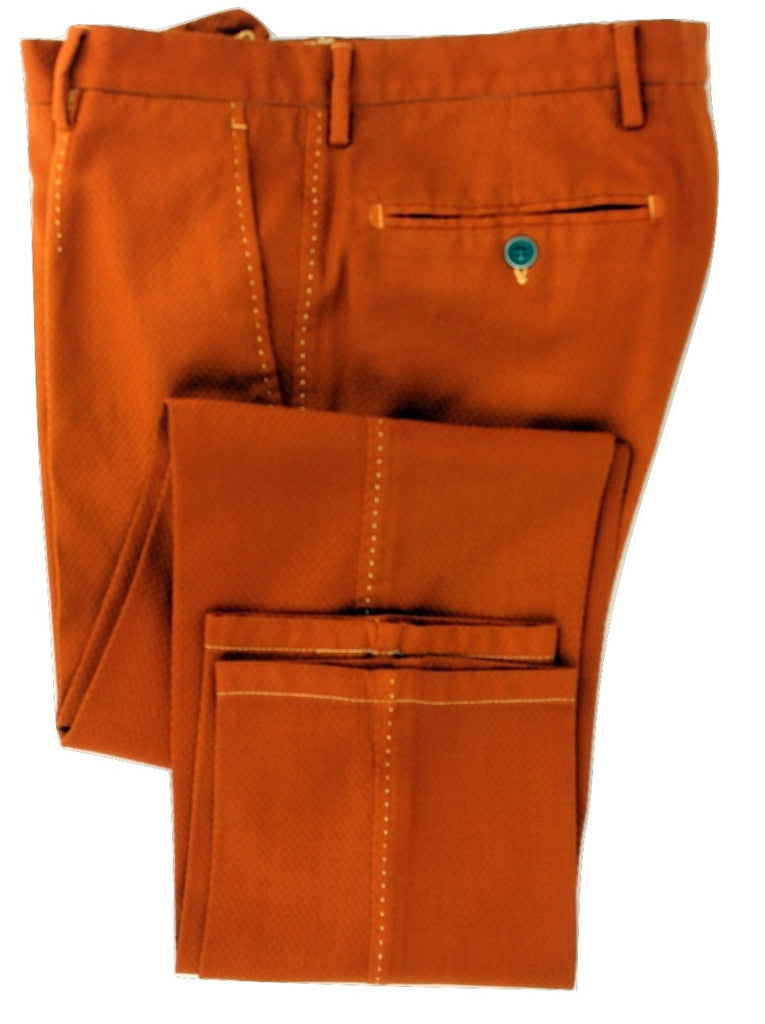 Equipage - Orange Textured Wool Pants - PEURIST