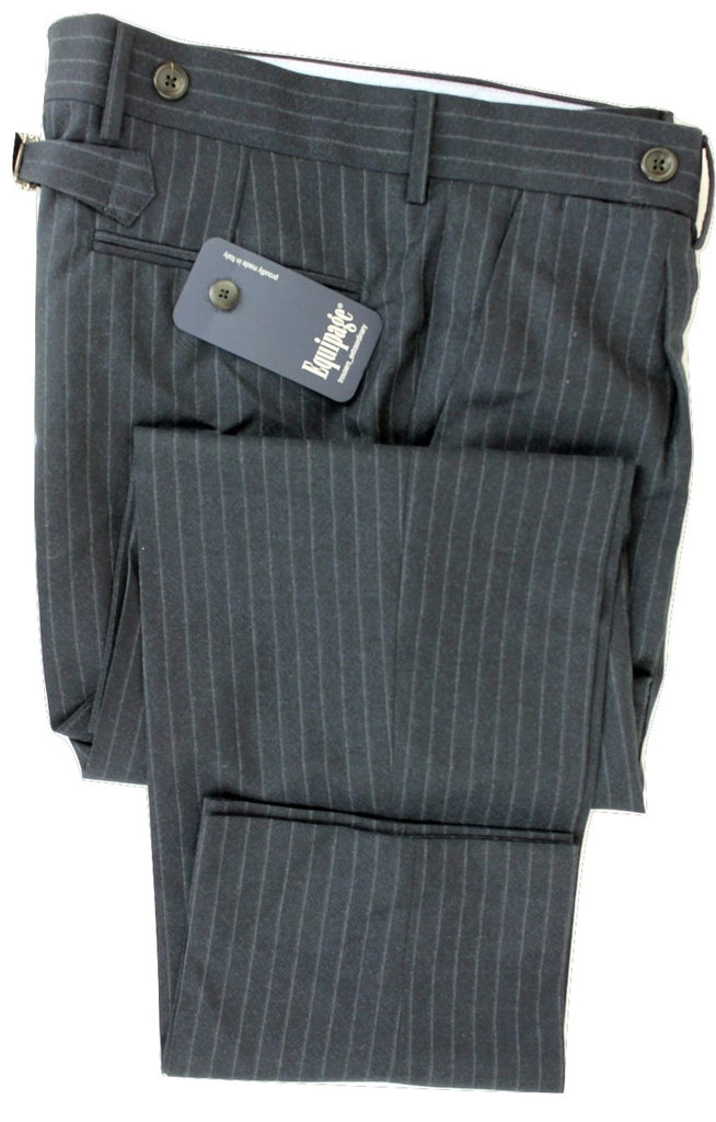 Equipage - Dark Navy Wool/Cashmere Pants w/Gray Pinstripe - PEURIST